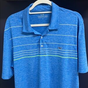 Vineyard Vines Men's Striped Blue Polo!! EUC 💙